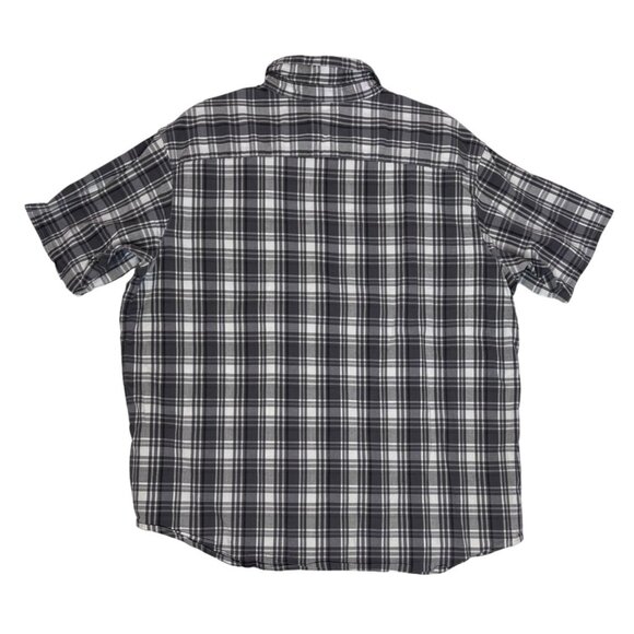 Columbia Mens Gray and white Plaid 2X Regular Fit Short Sleeve Button-Up Shirt - Picture 2 of 4